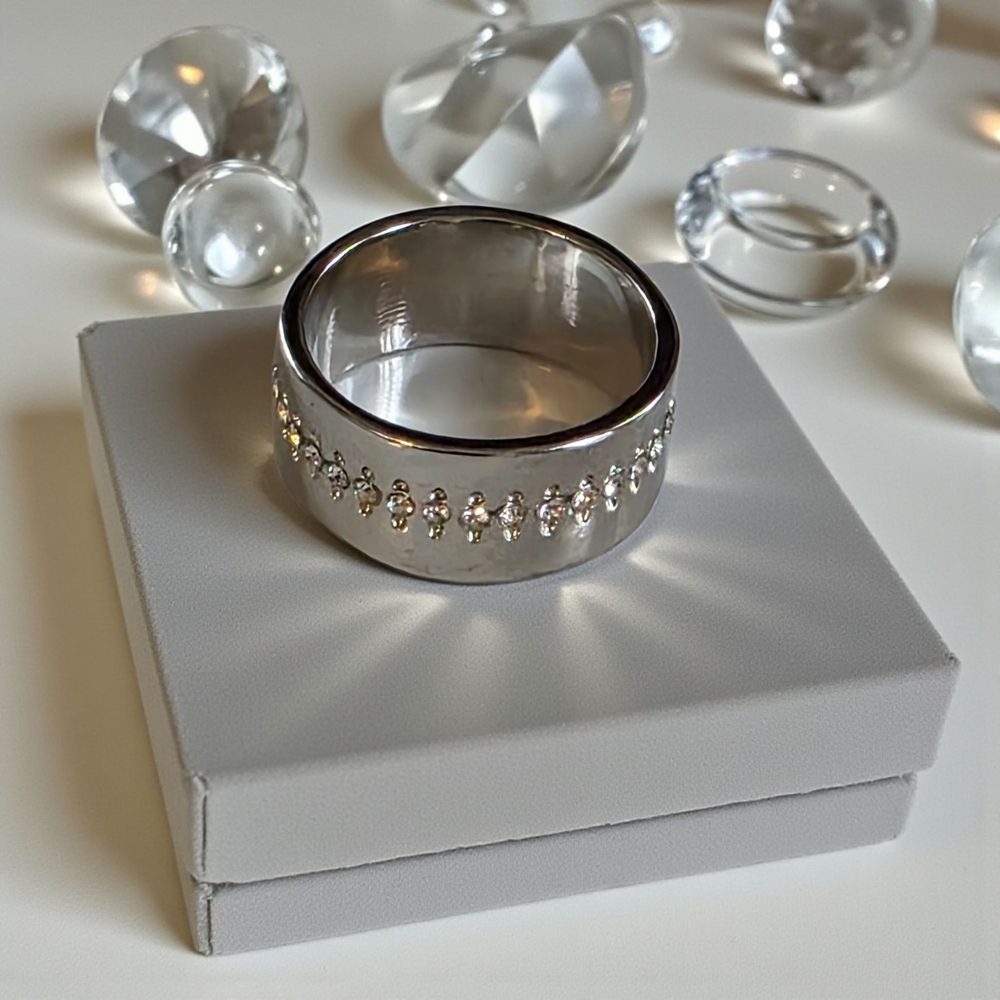 Silver Band with Crystal Accents